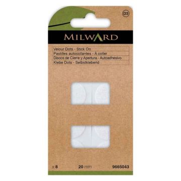 Milward Klettband Selbstklebend Rund - Weiß - 20mm