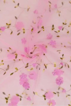 Mesh - Embroidery Floral - Pink 02