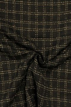 bouclé - Karo Großes Schwarz/Gold