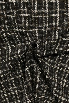 bouclé - Karo Schwarz/Weiß/Transparent Glitzer