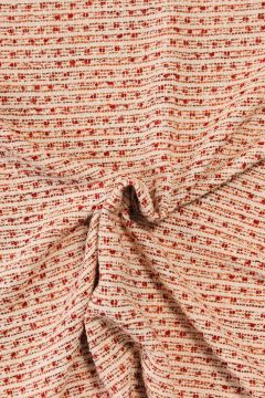 bouclé - Kleine Linien Ecru/Rot/Orange/Silber