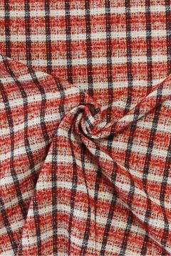 bouclé - Karo Schwarz/Rot/Vanille