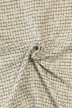 bouclé - Kleines Karo Schwarz/Weiß/Silber