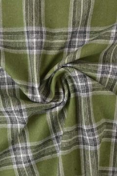 Flanell - Karostoff Mossgreen/Black/White