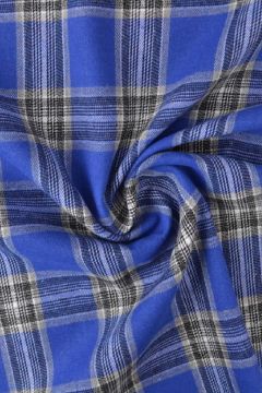 Flanell - Karostoff Bright Blue/Black/White