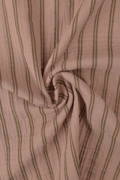 Hydrofiel - Green Stripes on Dark Old Pink