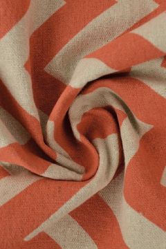 Baumwolle Canvas - Big Zigzag Warm Orange on Beige