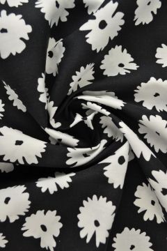 Baumwolle - Big White Flowers on Black