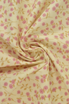 Katoen - Petite Pink Flowers on Champagne