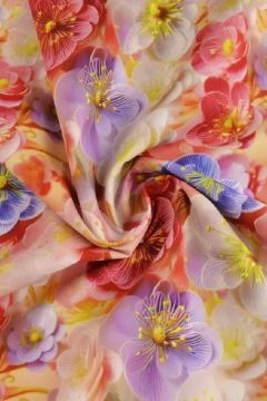 Baumwolle - Pink/Lavender/White Digital Sweet Flowers
