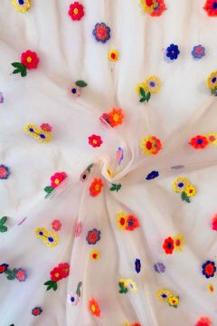 Mesh - Embroidery Colorfull Flowers 