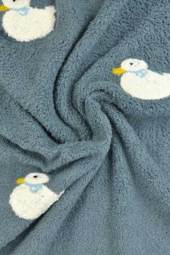 Weicher Frottee - White Ducks on Steelblue