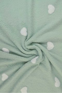 Weicher Frottee - White Hearts on Old Green