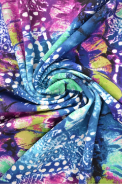 Badeanzugstoff - Purple/Green/Blue Feather Art