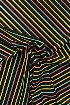 Badeanzugstoff - Pastel Stripes on Black