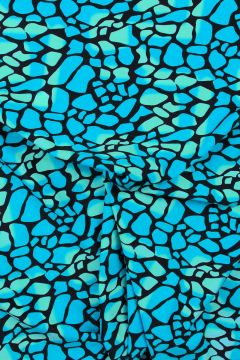 Badeanzugstoff - Petrol Blue Stones on Black