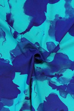 Badeanzugstoff - Petrol and Blue Water Spots