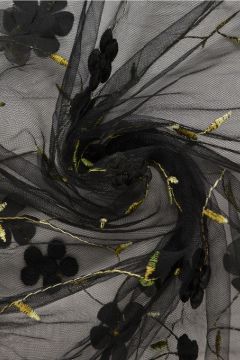 Mesh - Embroidery Floral - Black 03