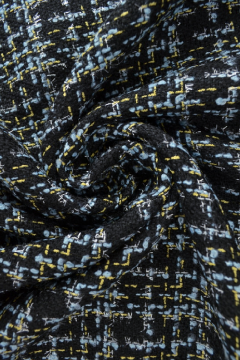 Mantelstoffe - Graphic Blue/Green/Silver on Black