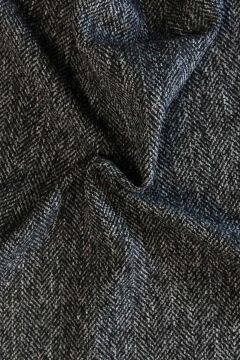 Mantelstoff - Fishbone Black/Dark Grey