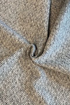 Mantelstoff - Fishbone White/Light Grey
