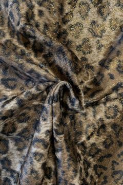 Velboa Stoff - Shiny Dotted Leopard - Brown/Black/Gold