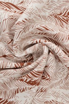 Viskose Fashion - Rusty Palm Stripe Leaves on White