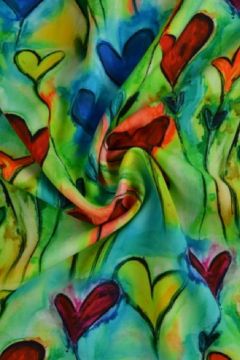 Viskose - Colorful Artwork of Hearts on Bright Green