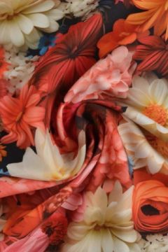 Viskose - Real Multicolor Bouquet of Flowers