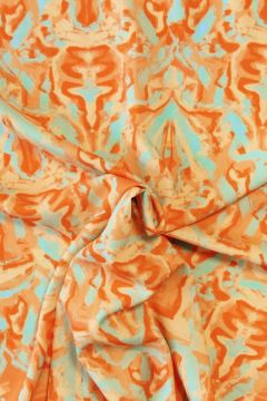Viskose - Orange Artwork on Dark Mint