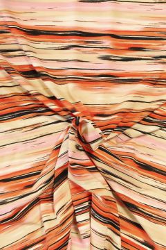 Viskose Jersey - Stripes Orange/Black/Pink/ Vanilla