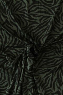 Viskose Jersey - Black Animal Stripes on Dark Green