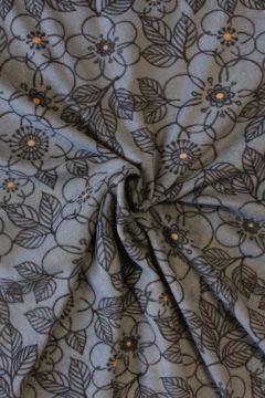Fleece Print - Antracite Flowers on Grey