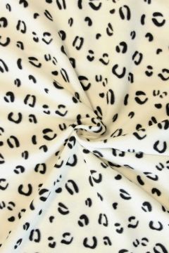 Fleece Print - Black Animal Spots on Off White