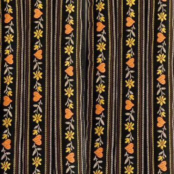 Sierband Geweven - Hearts and Flowers Black