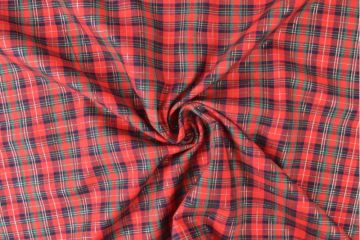 Weihnachtsbaumwolle – Rot Karomuster mit Silberfaden