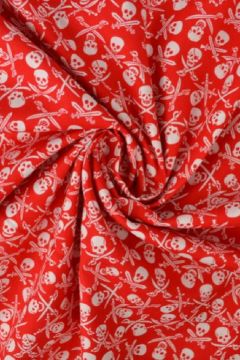 Baumwolle - Tiny Skulls Red