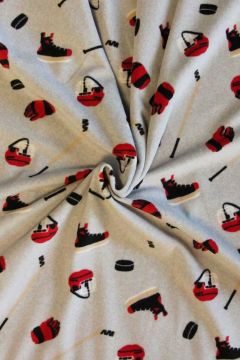 Fleece Print - Ice Hockey on Light Grey