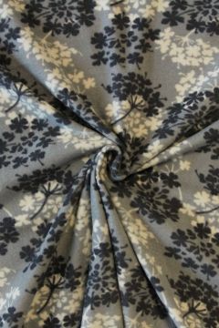 Fleece Print - Grey/White Hydrangeas on Grey