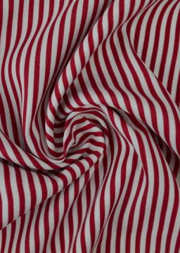 Viscose - Small Stripes Berry Red/White