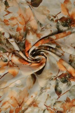 Viscose - Watercolor Flowers - rusty/mossgreen