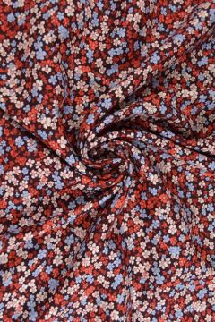 Viscose - Tiny Retro Flowers - red/lavender