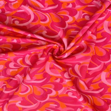 Lycra - Flowers and Leaves on Bright Fuchsia