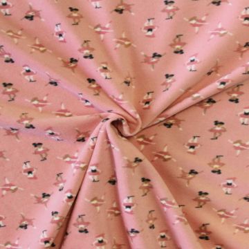 Fleece Print - Tiny Ballerinas on Warm Pink