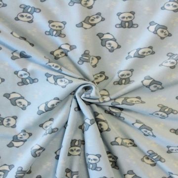 Fleece Print - Sleeping Pandas on Light Blue