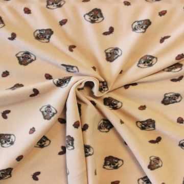 Fleece Print - Squirrels on Warm Beige