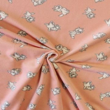 Fleece Print - Little Kittens on Warm Pink