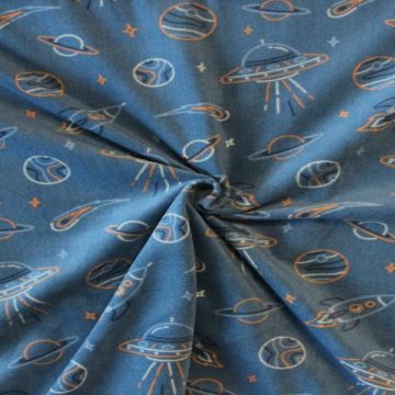 Fleece Print - Space and Planets on Blue