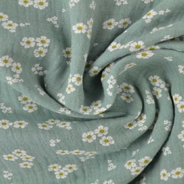 Musselin - Tiny Flowers - Old Green