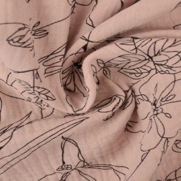 Musselin - Sketch of Flowers Old Pink